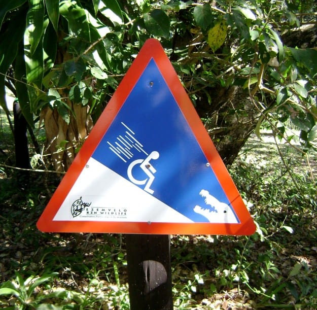 Yes, this is a warning sign that your wheelchair might roll into a pit of crocodiles.