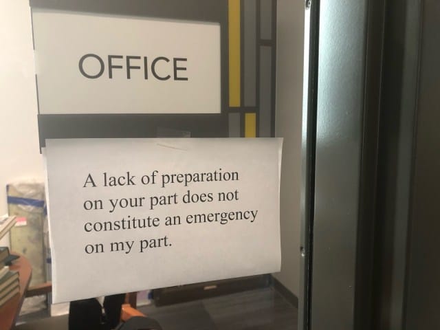 A sign that we don’t care